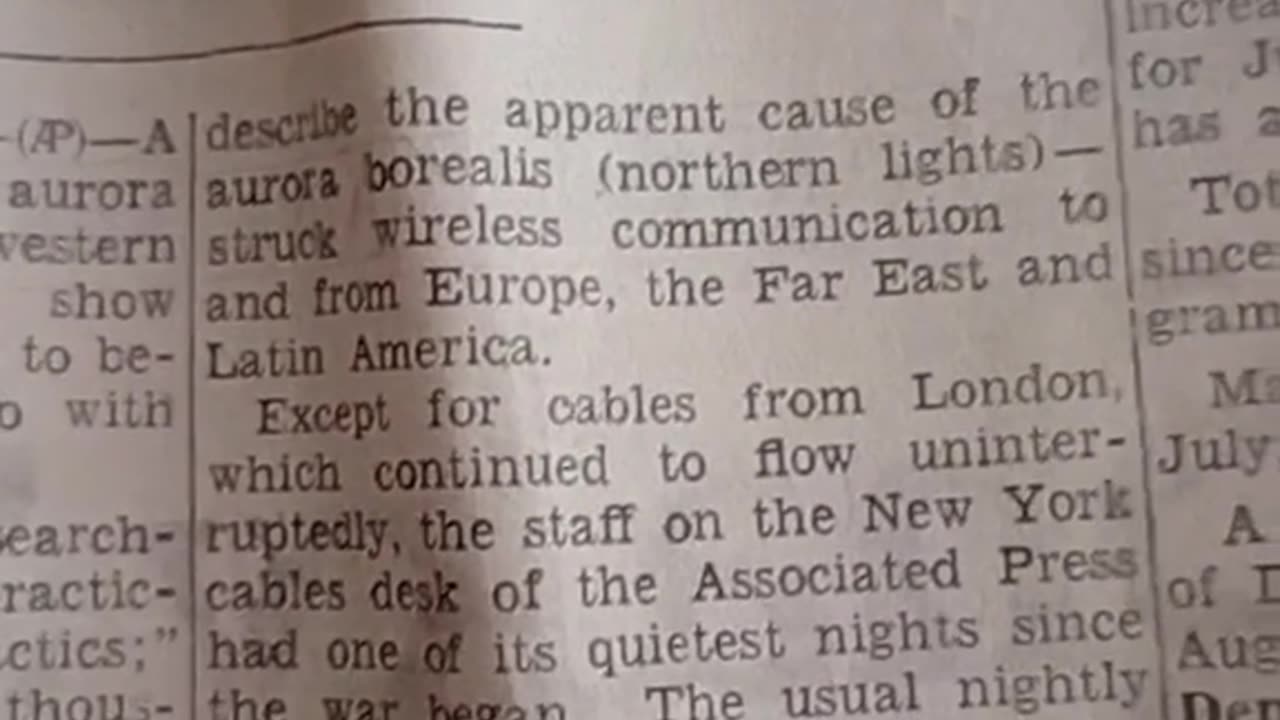 SEPTEMBER 19, 1941 Newspaper Aurora Borealis