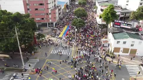 Drone en la cra 27 de la marcha 5M