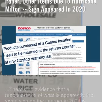 Fact Check: NO Evidence Costco Is Refusing To Accept Returns Of Toilet Paper Due To Hurricane Milton