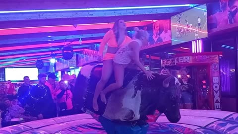 OMG! 😱 CUTE BAD GIRLS on the MECHANICAL BULL! 🥵