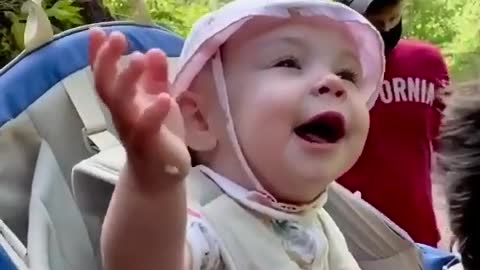 Baby Sees Waterfall for the first time