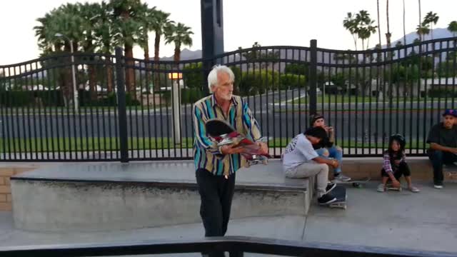 Old Man Pulls Off Incredibly Bold Trick With His Skateboard