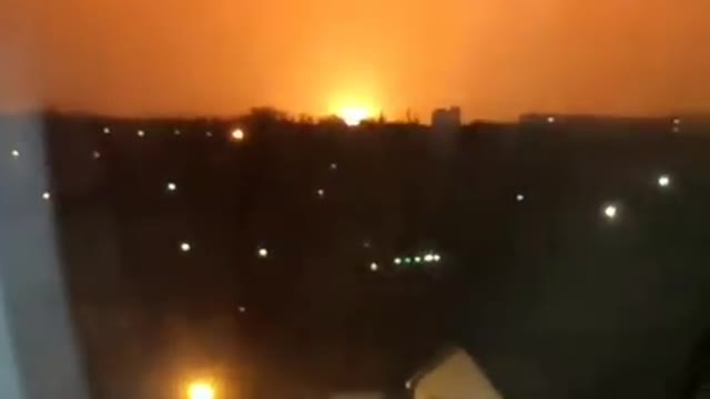 Fire visible after large explosion in rebel-held Luhansk in eastern Ukraine