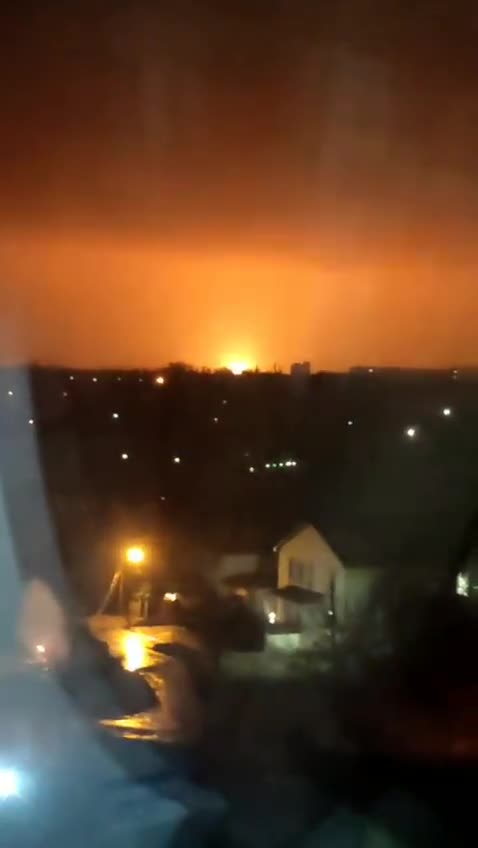 Fire visible after large explosion in rebel-held Luhansk in eastern Ukraine