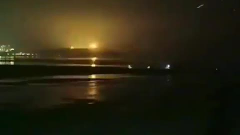 Chinese 300mm multiple rocket launchers firing towards the Taiwan Strait in Fujian Province.