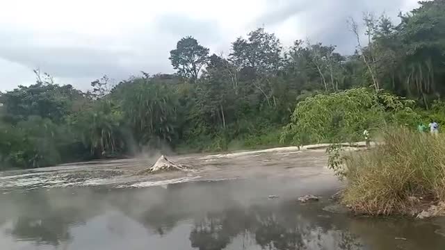 A hot spring gushing out