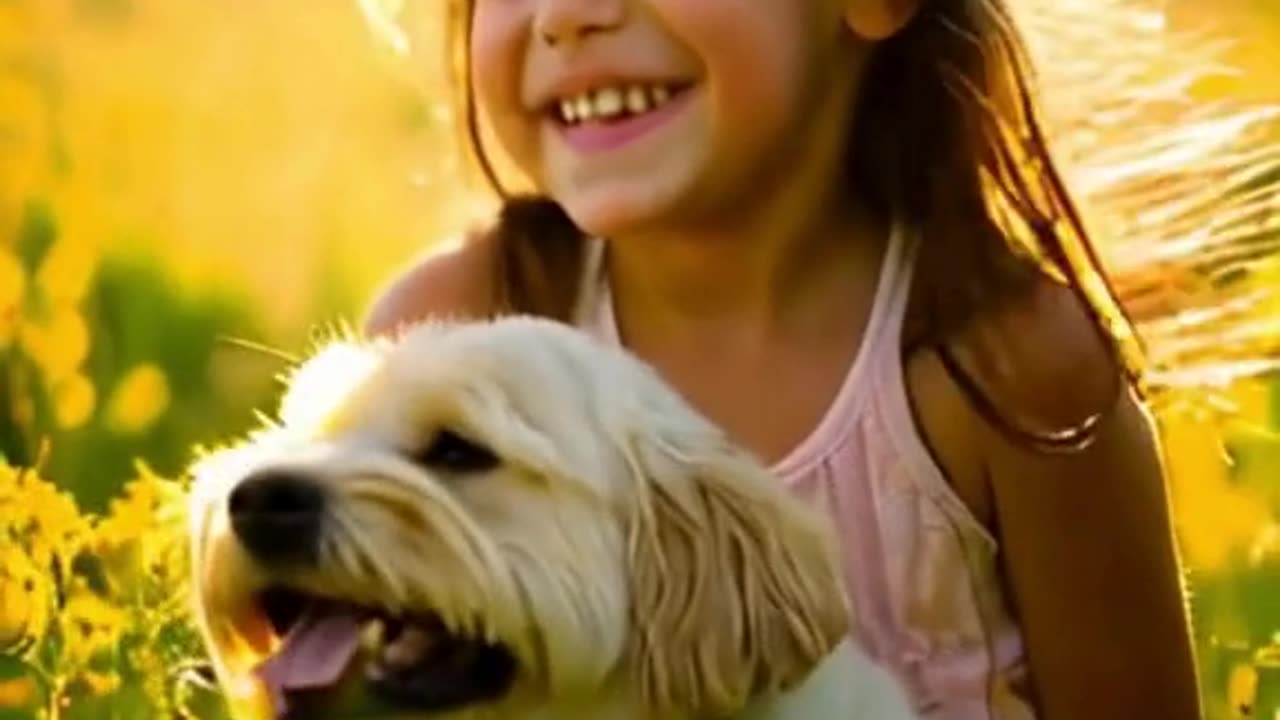 cute girl with her dog