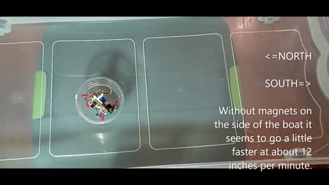 Earth Field Magnetic Boat with 180 Degree Servo with and without Small Magnets On Side