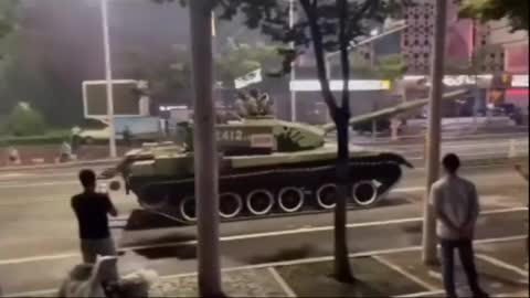 China has deployed tanks to protect the banks