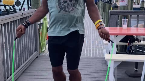 Jumping on the boardwalk in Destin FL