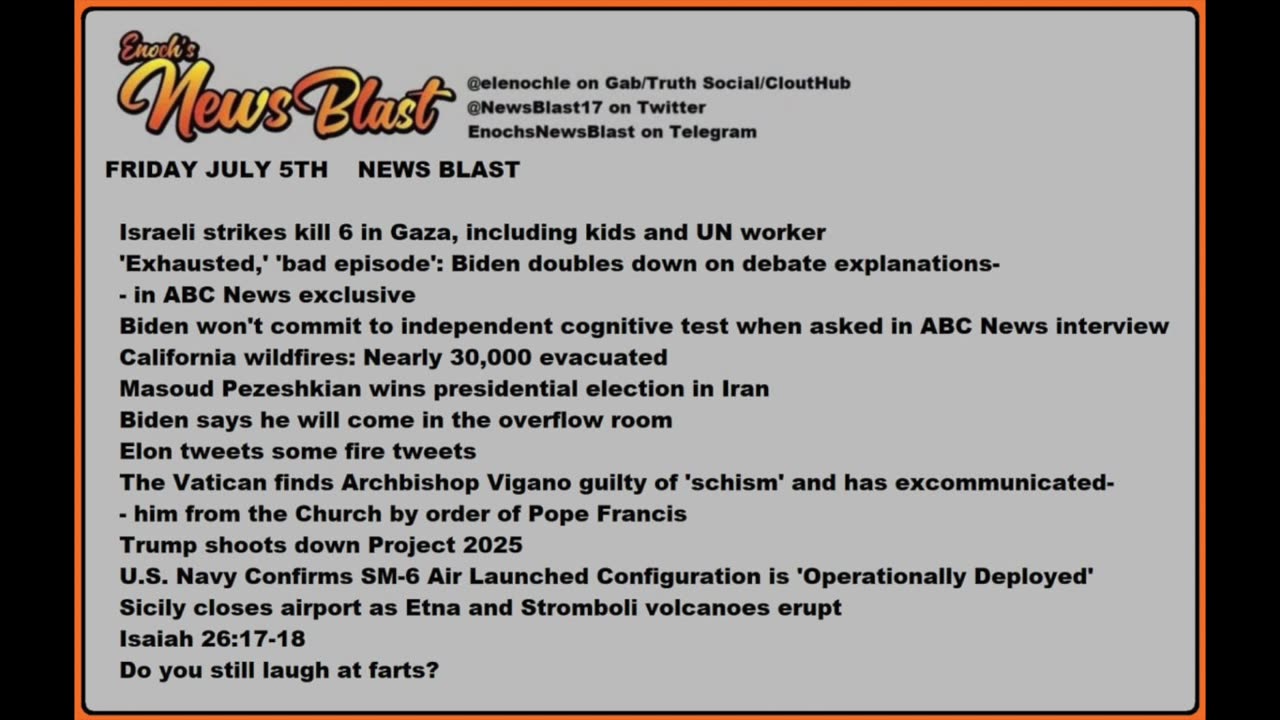 Friday July 5, 2024 News Blast