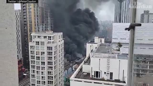 Huge plumes of smoke seen as fire rages at Elephant and Castle in London