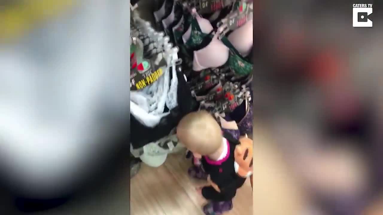 Hungry Toddler Looks For Milk In Women's Bras