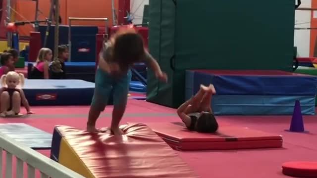 Collab copyright protection - little girl face plant mat gymnasium