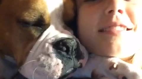 Heartwarming moments: Rescue puppy loves to cuddle!