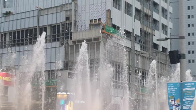 Road fountain in Busan, South Korea