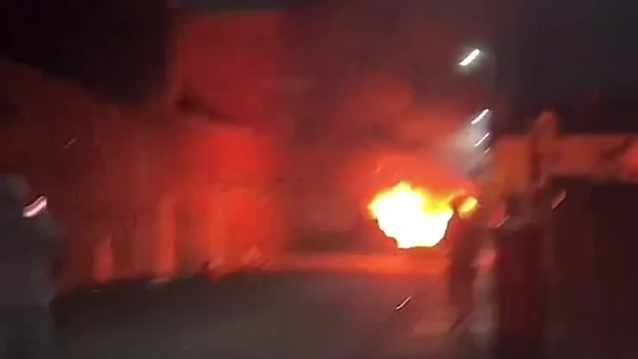 🚨 Protest turns to riot in Hartlepool as police car is set on fire.