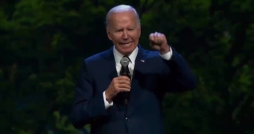 What is the usurper Joe Biden talking about? Why is he screaming like this?