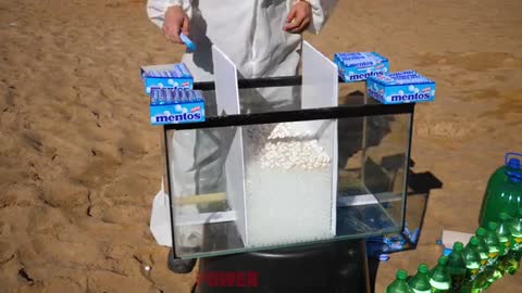 Coca cola and sprite experiment with mentos