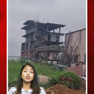 చెరువులోనే బిల్డింగ్.. బాంబులతో కూల్చేసిన హైడ్రా #short #hydra #telangana #buildingdemolition