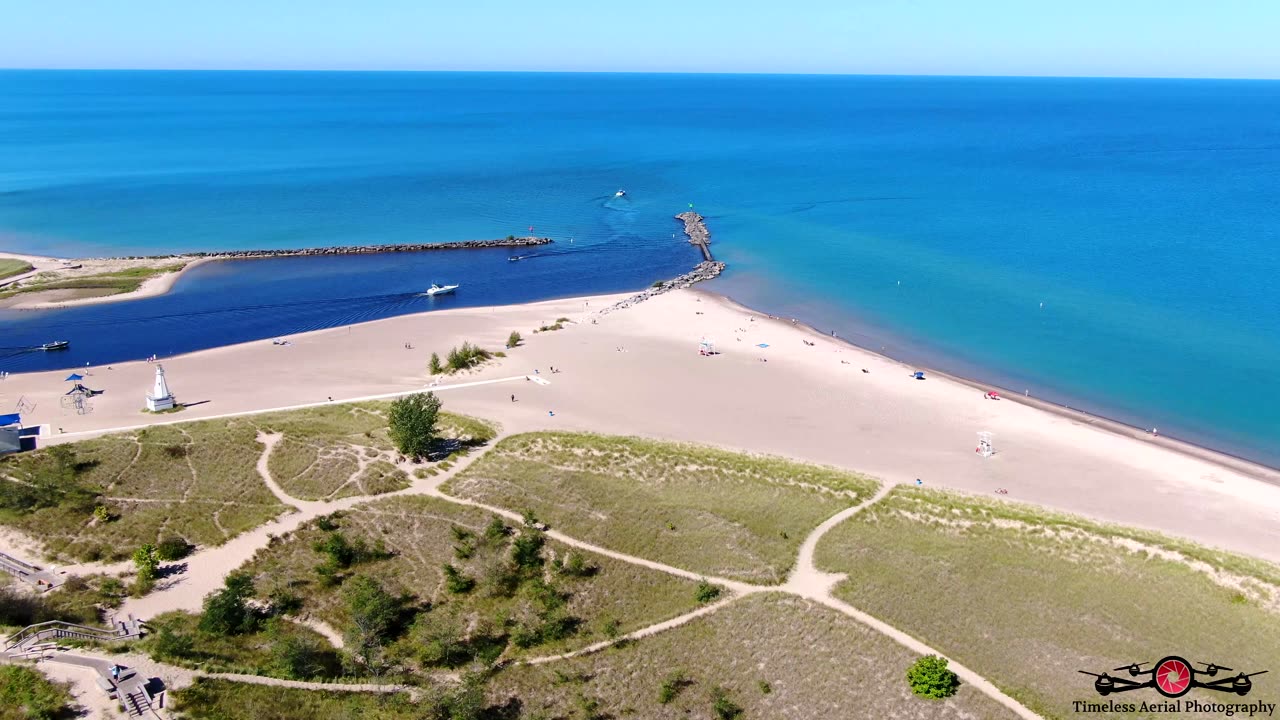 Stunning Views Of New Buffalo MI Lake Front 4K Drone Footage