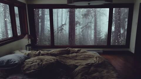 Relaxing Rain Sounds For Sleep - Heavy rain sounds in misty forest