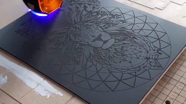 Laser engraved lion