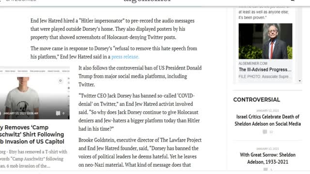 Jewish Activists Broadcast Messages Taken From Twitter Outside Home of CEO Jack Dorsey