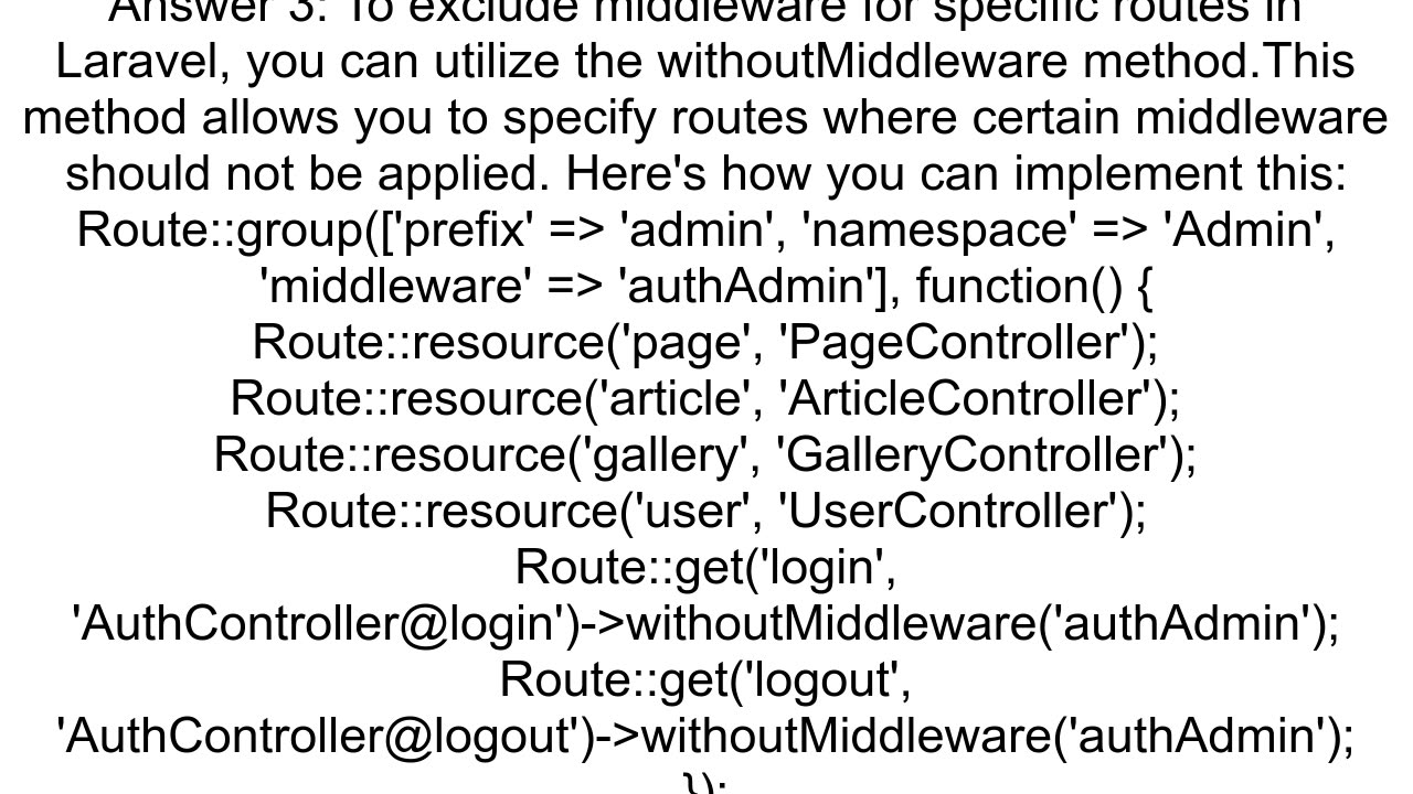 Laravel Middleware except with Routegroup