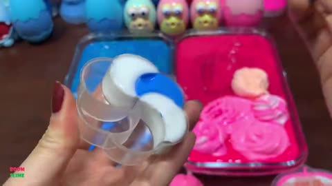 Blue vs pink ppink bagczcx |Asmr Alime| mixing random things into GLOSSY slime !
