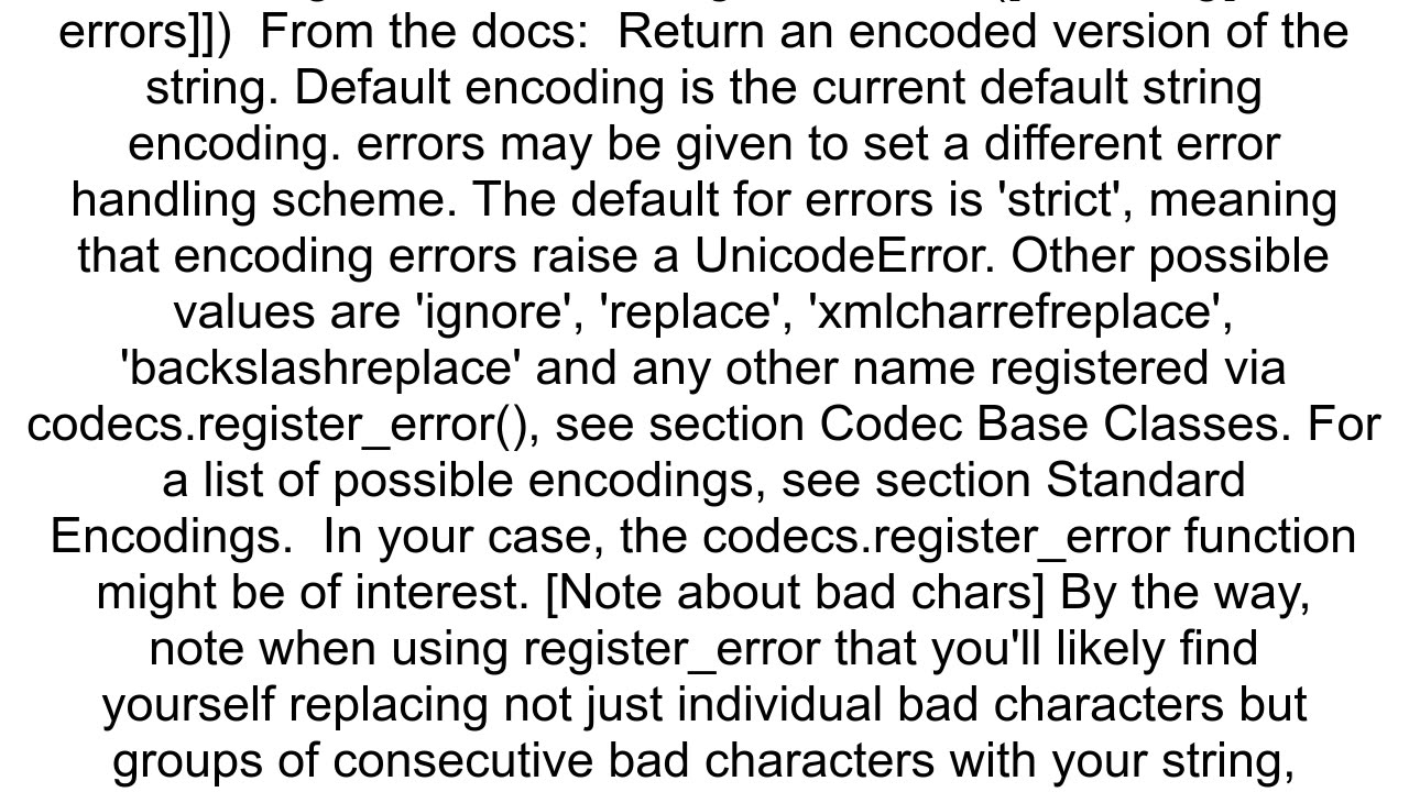 make python replace unencodable chars with a string by default