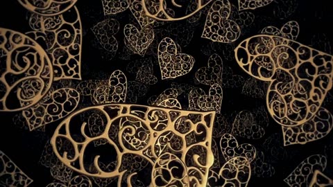 Classic golden hearts in the dark