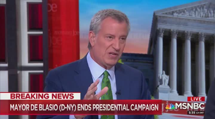 Bill De Blasio announces end to presidential campaign