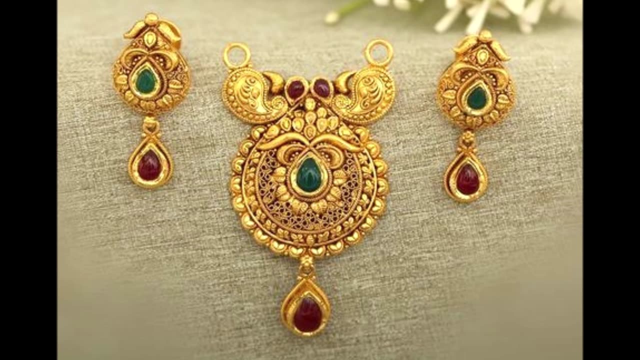 Gold mangalsuta pendant with earrings, Mangalsutra Pendant Ki Designs 22ct Gold With Price#jewellery