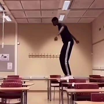 Funny guy fall in table