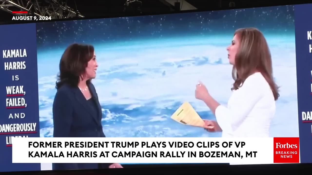 'Don't Take My Word For It ' Trump Plays Clips Of Harris's Past Statements On Jumbotron At Rally