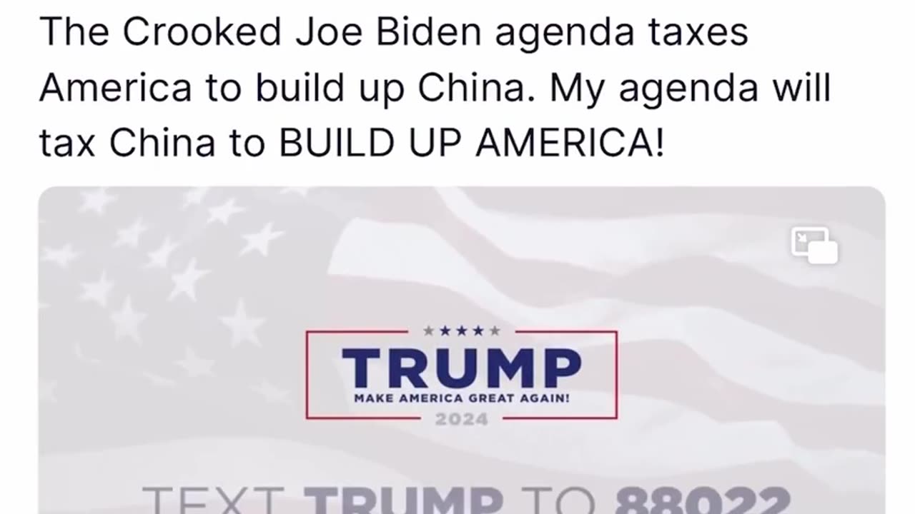 Biden agenda taxes America to build up China. My agenda will tax China to BUILD UP AMERICA