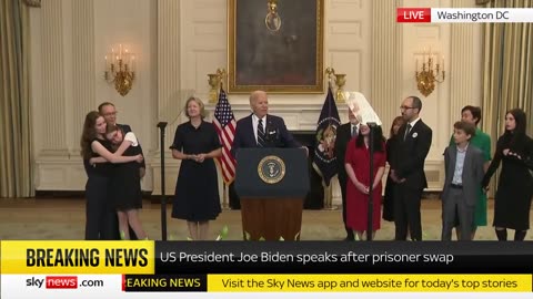 US President Joe Biden speaks after prisoner swap
