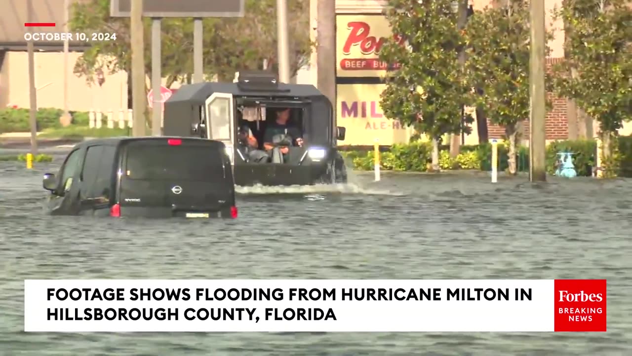 Footage Shows Flooding In Hillsborough County, Florida After Being Hit By Hurricane Milton