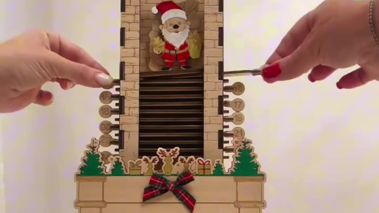 Interactive Wooden #christmas Countdown Calendar – Santa Chimney Design for Festive Joy #xmas