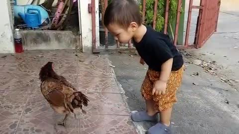 play with hen wooooow nice baby