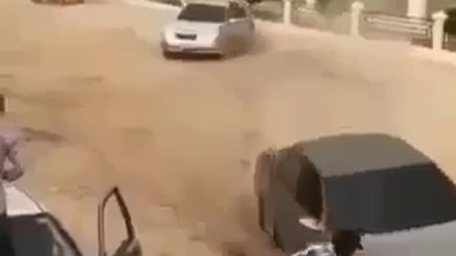 Funny car drifting hit poor pedestrian