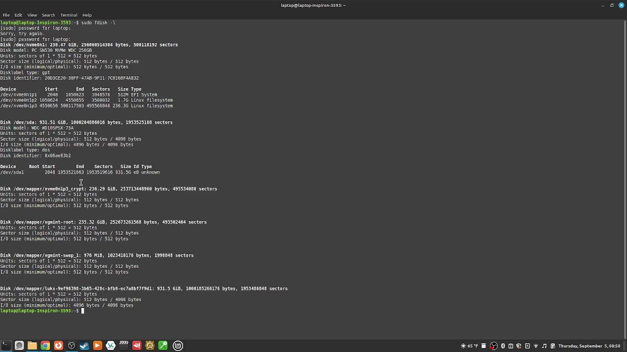 289_how to "see more detailed information about your hard disks" with the "fdisk" command
