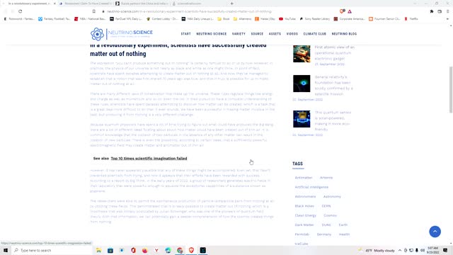 QUANTUM SARGE..."Scientists have successfully created matter out of nothing