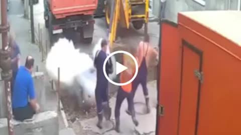 these workers find themselves in an explosive situation during work