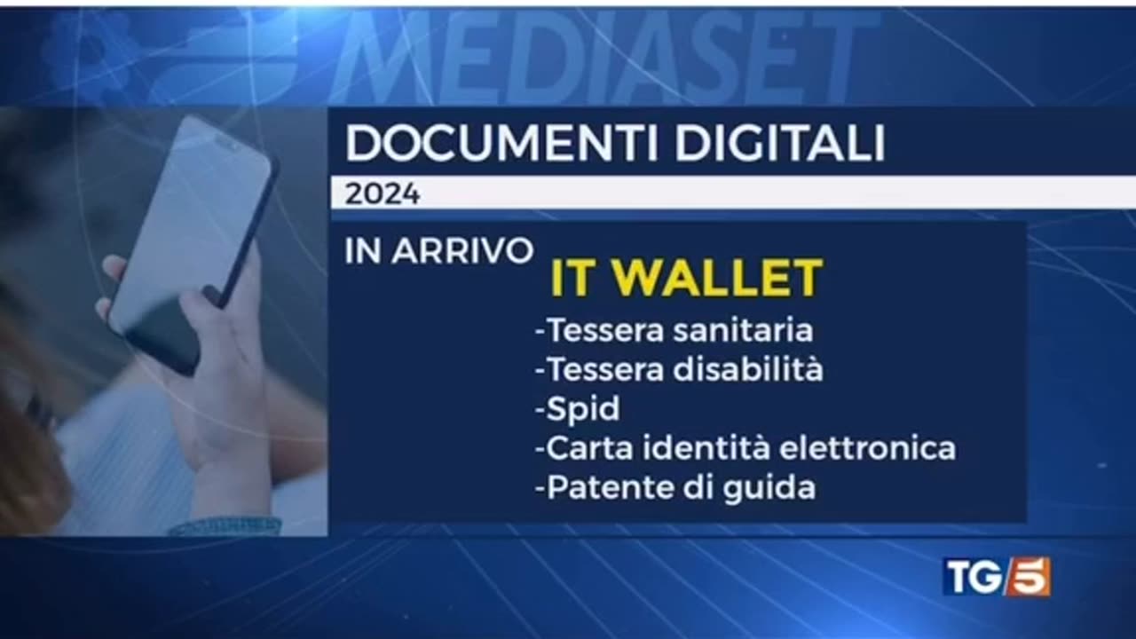 ITALIA, DIGITALE: IT Wallet, Carta Identità SPID Smartphone Portafoglio Patente Distopia 2024