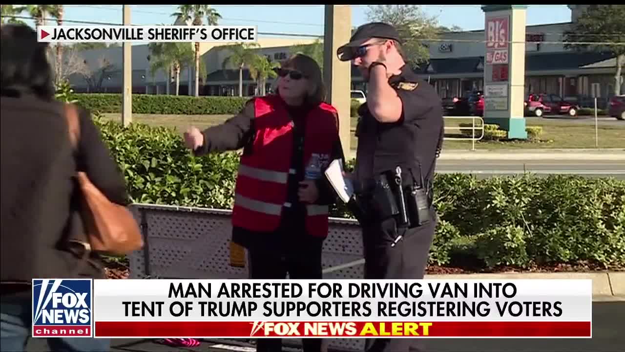 Florida man arrested for driving van into GOP tent