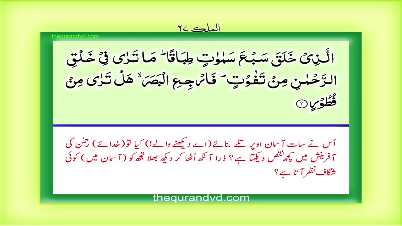 Para 29 - Juz 29 Tabaraka lladhi HD Quran Urdu Hindi Translation