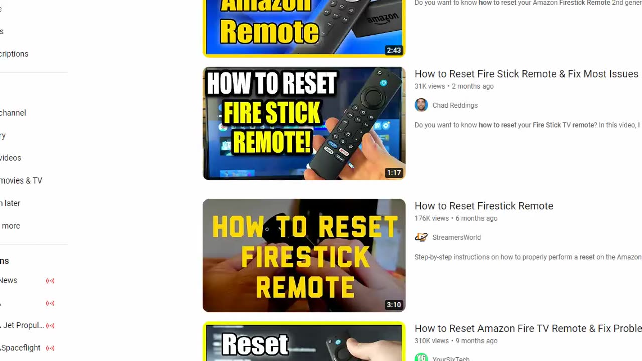 how to reset remote for firestick