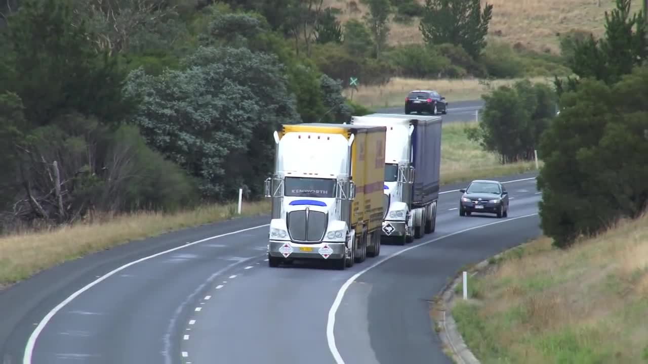 trucks on hogh way road